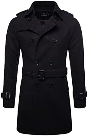 TruClothing Mens 3/4 Long Double Breasted Overcoat Jacket Wool